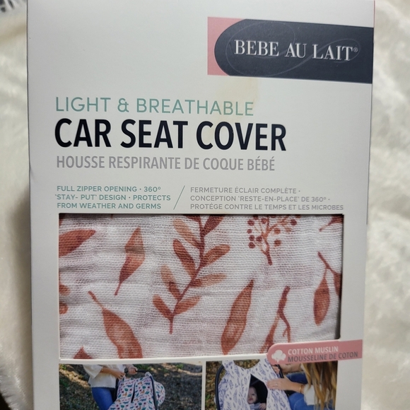 Bebe au Lait Car Seat Cover - White and Brown - Picture 5 of 9